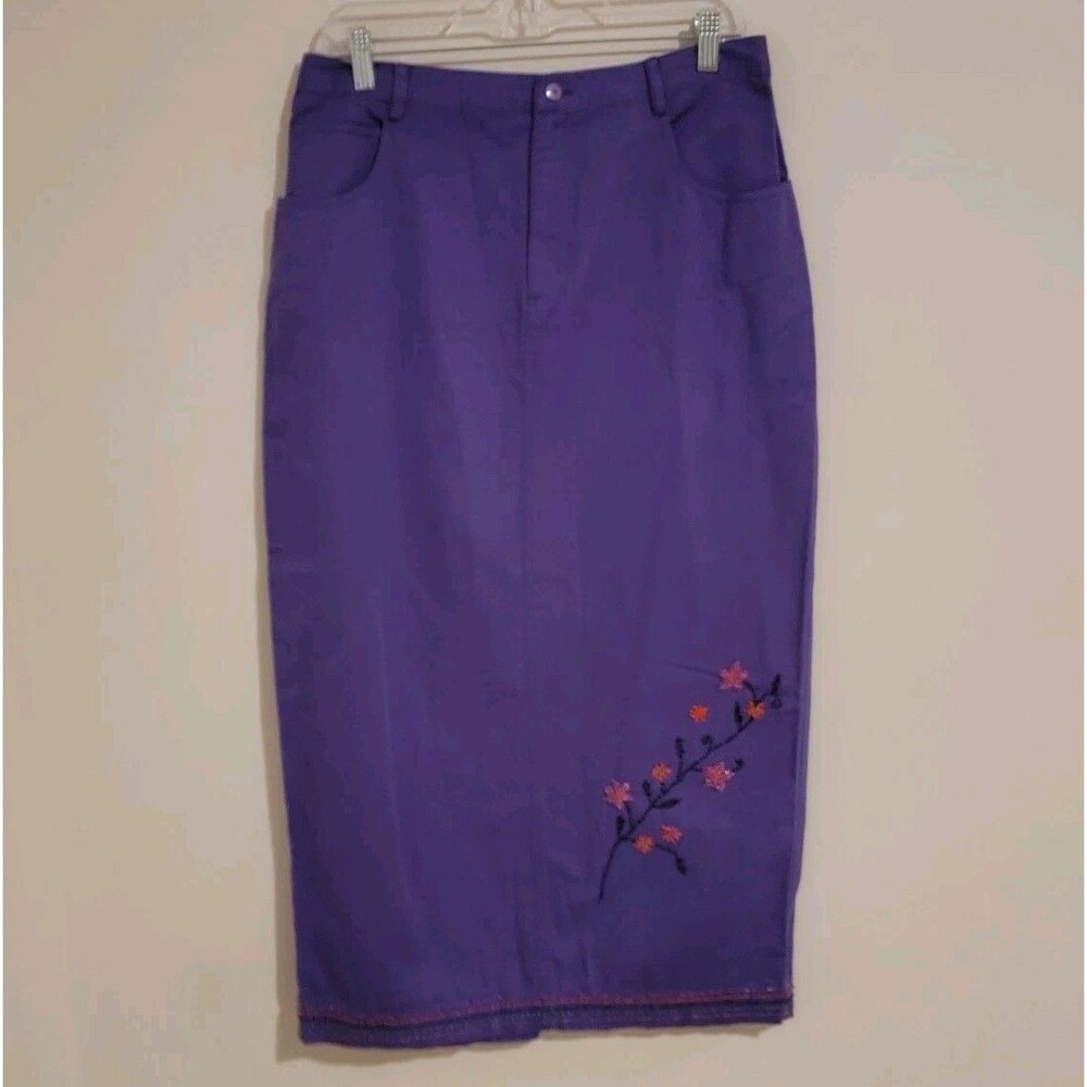 Y2K Stonebridge‎ Maxi Skirt Floral Beaded Purple Size 12